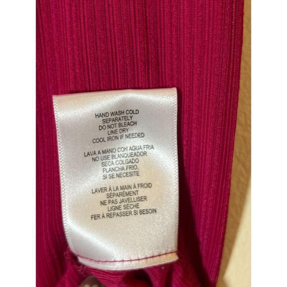 NSK Pink Ribbed Knit Midi Dress with Satin Bust Detail Fitted Bodycon - Size‎ S - Picture 7 of 7